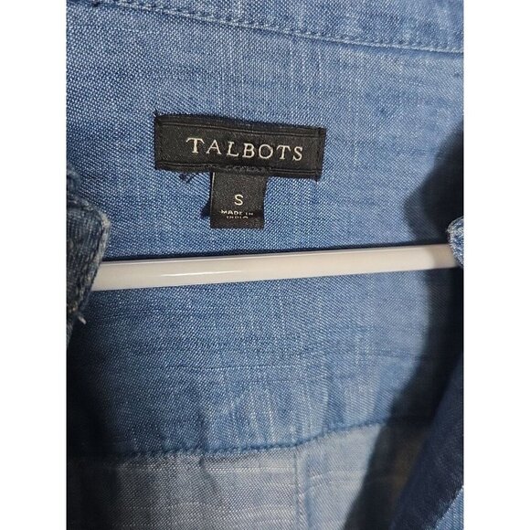 Talbots Denim Tunic Shirt Small Cotton Button Back V-Neck Long Sleeve - Picture 2 of 4